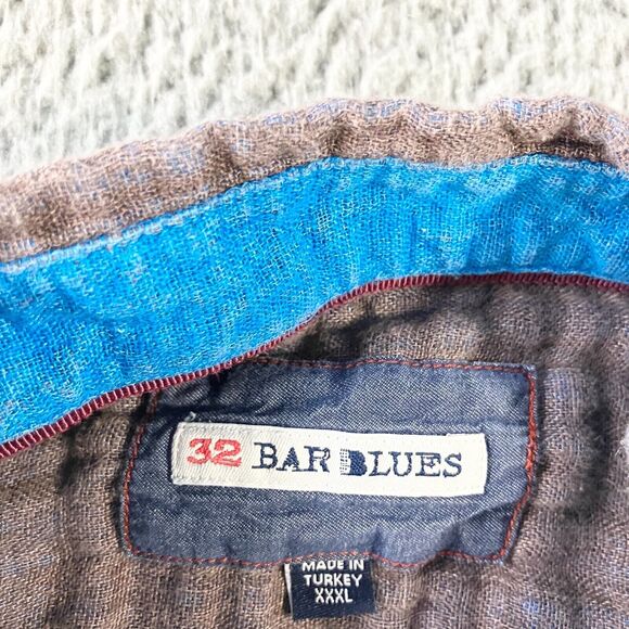 32 Bar Blues Shirt Mens XXXL 3XL Red Button Down Long Sleeve Casual Lightweight - Picture 3 of 4